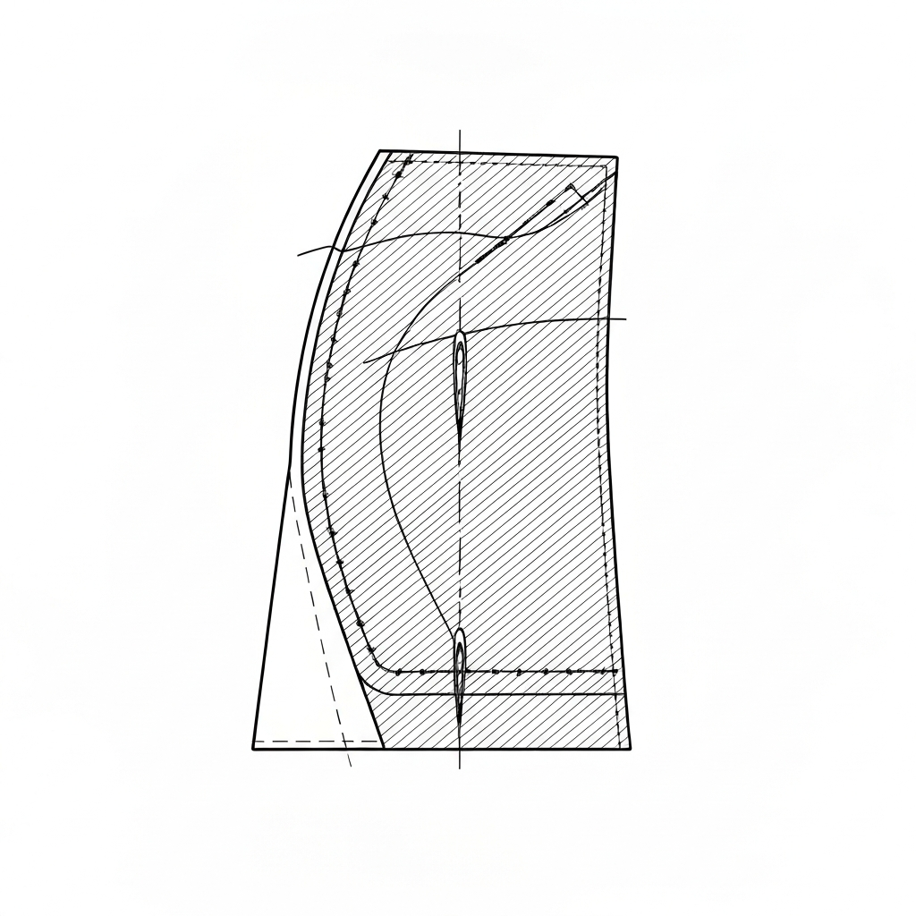 암홀 / 진동선 (Armhole / Vòng nách / アームホール) 기술 도식화