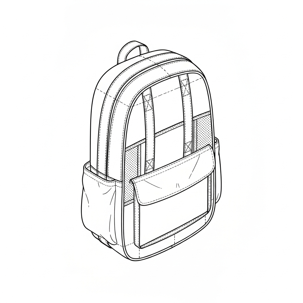 백팩 (Backpack / ba lô / リュック / 双肩包) 기술 도식화