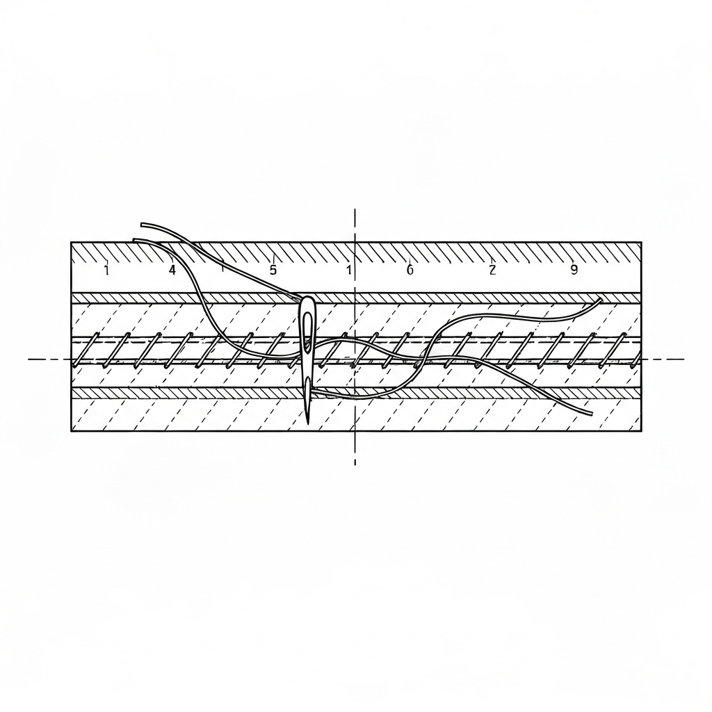 바이어스 마감 (Bias Binding / Viền xéo / バイアステープ始末) 기술 도식화