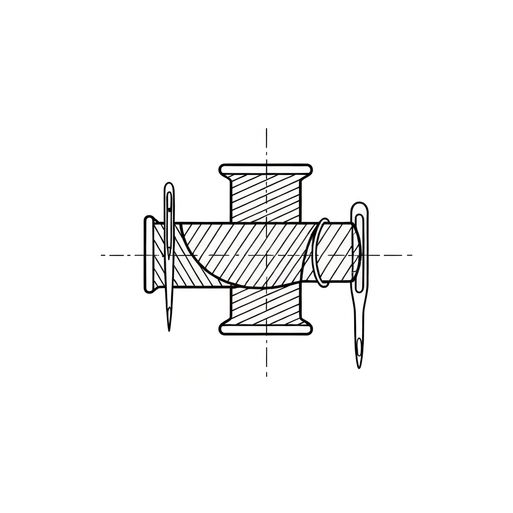 하사 (Bobbin Thread / chỉ suốt / 下糸) 기술 도식화