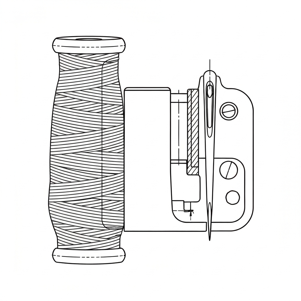 본딩사 (Bonded Nylon Thread / Chỉ nylon bonded / ボンディング糸) 기술 도식화