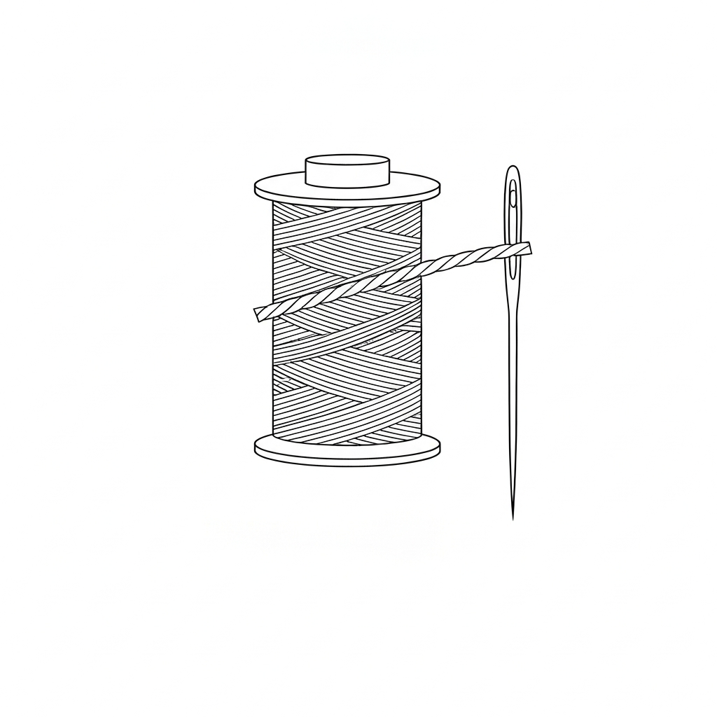 브레이드사 (Braided Thread / Chỉ tết / ブレード糸) 기술 도식화