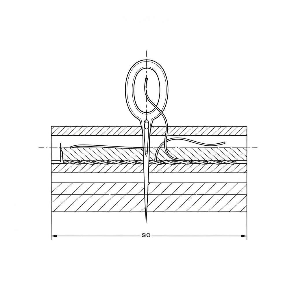 체인스티치 (Chain Stitch / チェーンステッチ / mũi xích) 기술 도식화