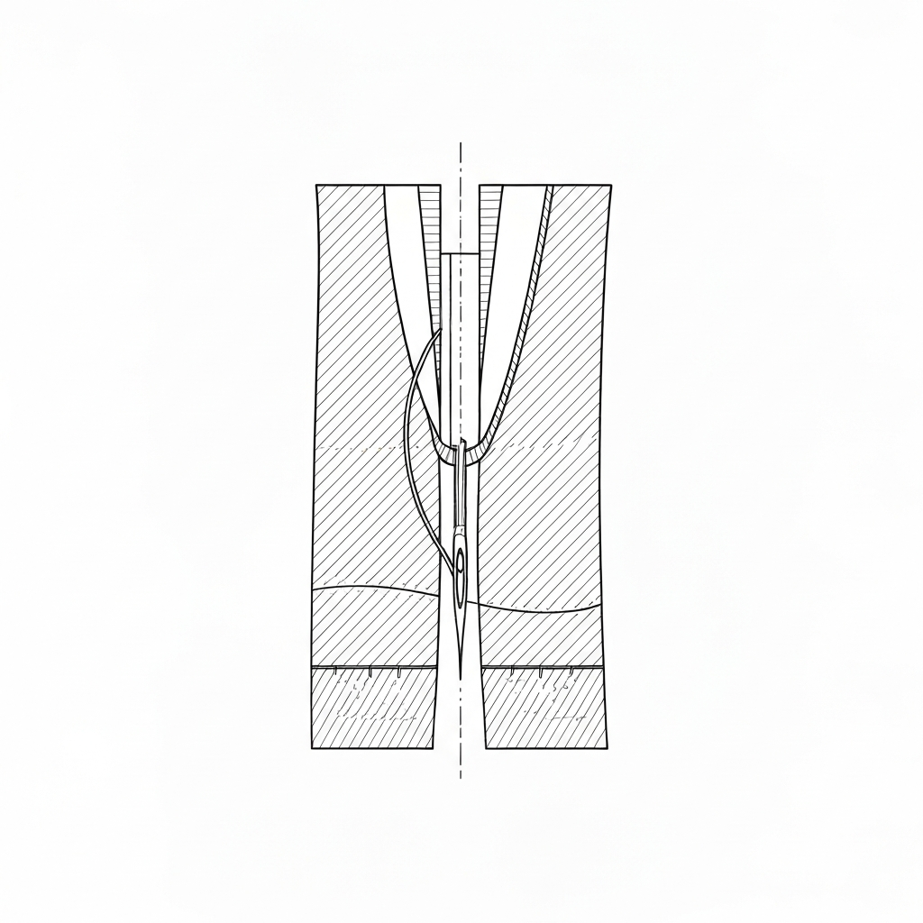 시접 말아박기 (Clean Finish / May sạch mép / 端始末) 기술 도식화