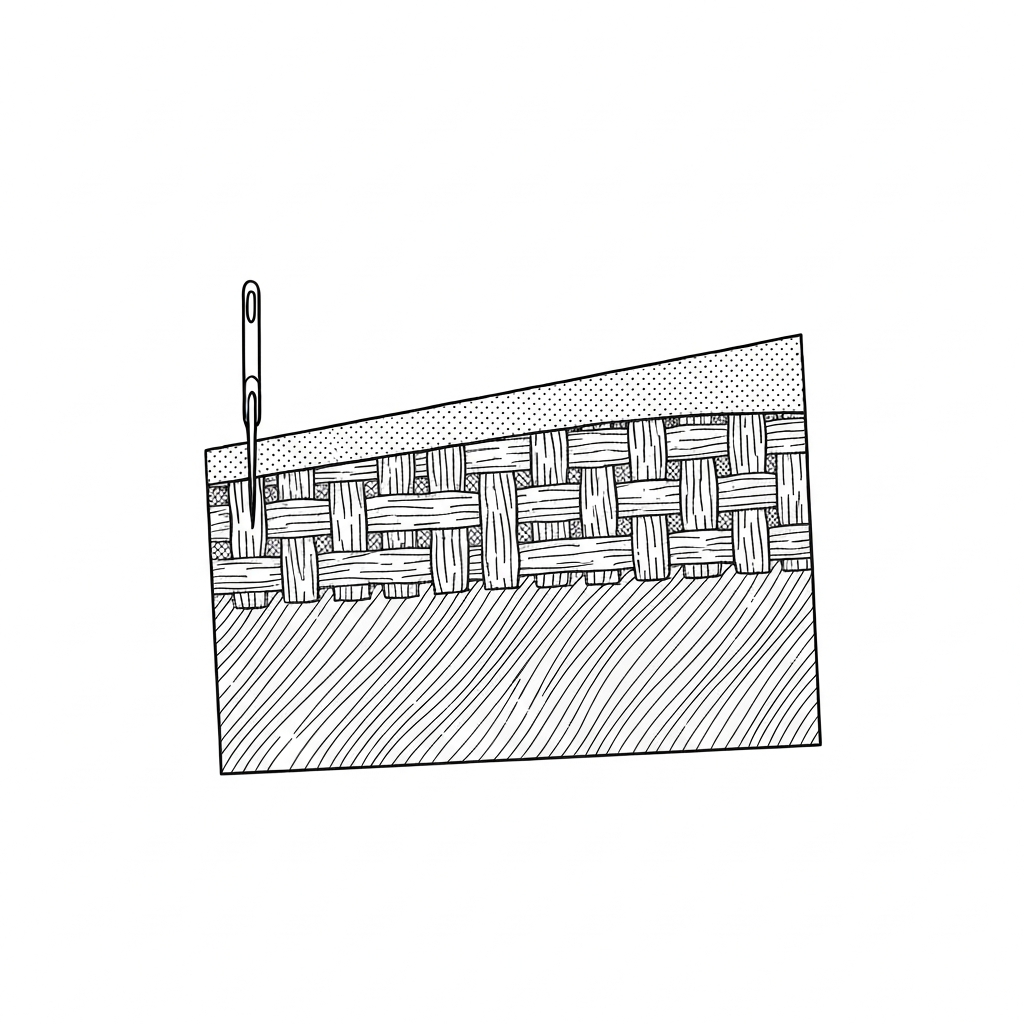 배색 (Contrast Fabric / vải phối / 配色) 기술 도식화