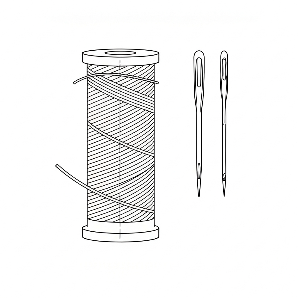 코어스펀사 (Core Spun Thread / chỉ lõi / コアスパン糸 / 包芯线) 기술 도식화
