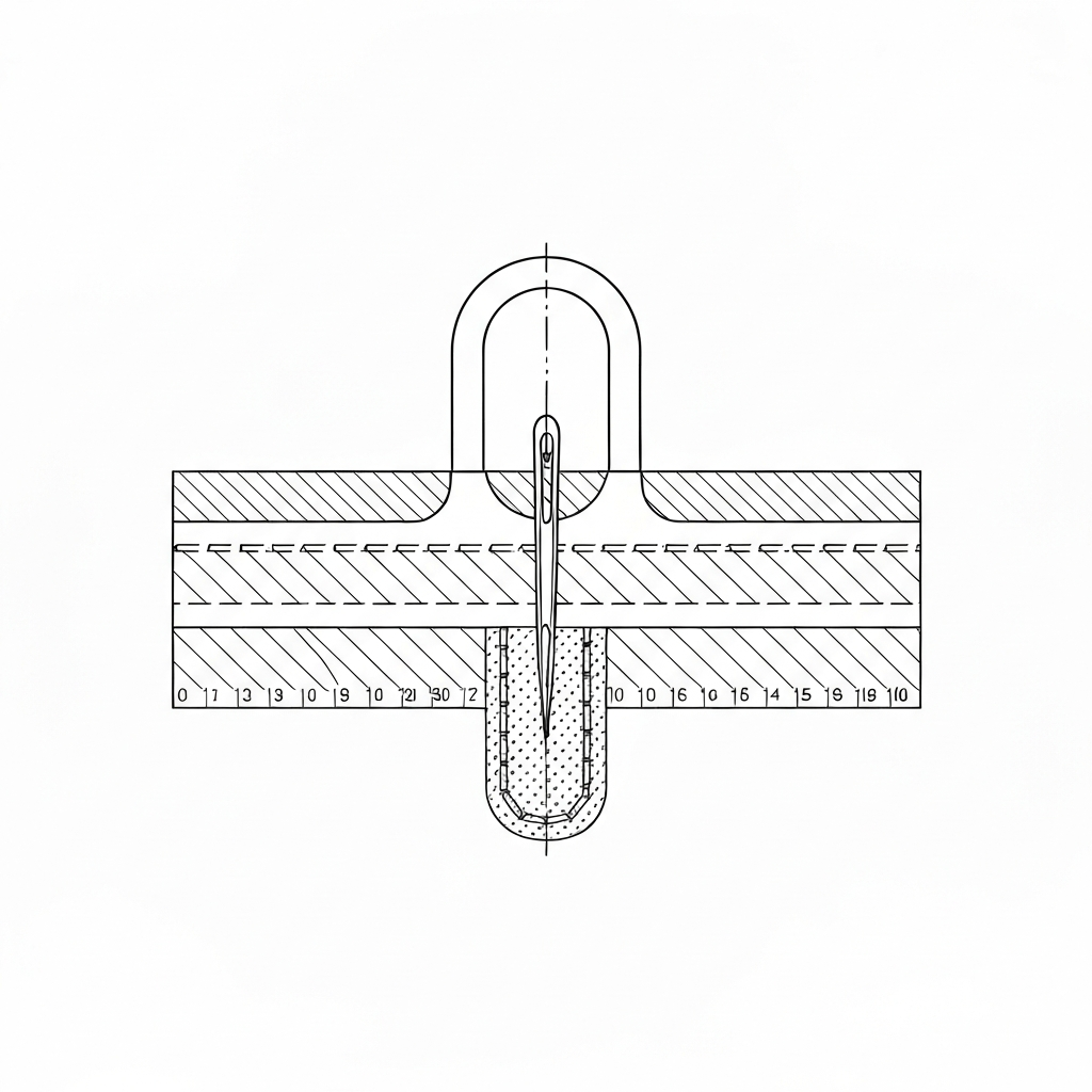니혼바리 (Double Felled Seam / 二本針 / may hai kim) 기술 도식화