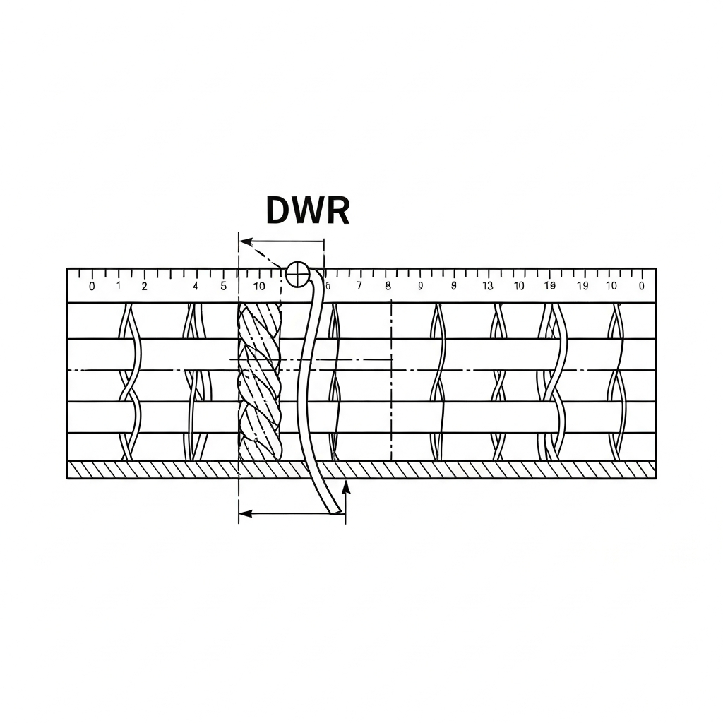 발수가공 (DWR: Durable Water Repellent) 기술 도식화