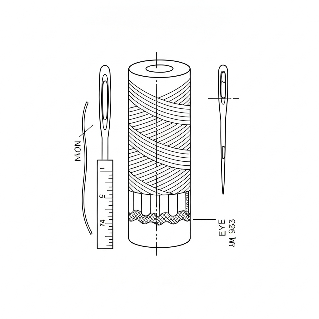 고무사 (Elastic Thread / Chỉ thun / ゴム糸) 기술 도식화