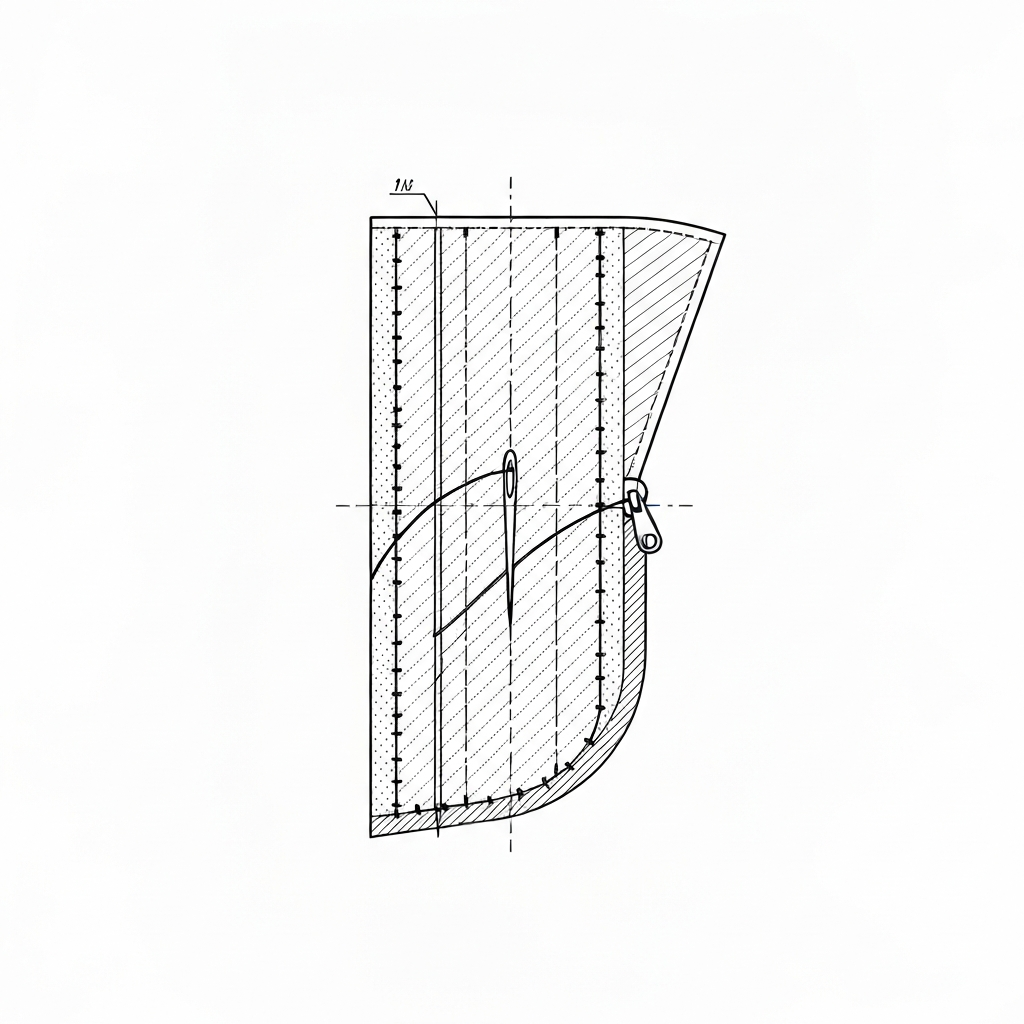 안단 (Facing / lót mặt / 見返し) 기술 도식화