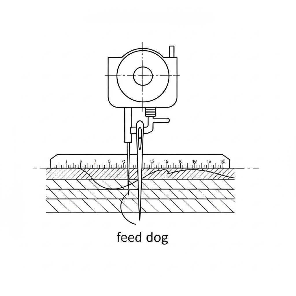 톱니 (Feed Dog / Răng cưa / 送り歯) 기술 도식화