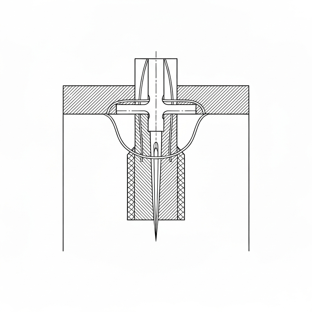 플랫록 (Flatlock Stitch / ISO 4915 Class 600) 기술 도식화