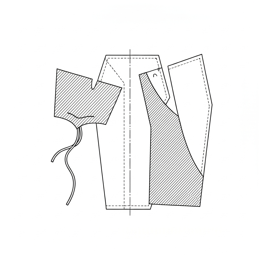 개더 (Gather / ギャザー / 抽褶 / rút chun) 기술 도식화