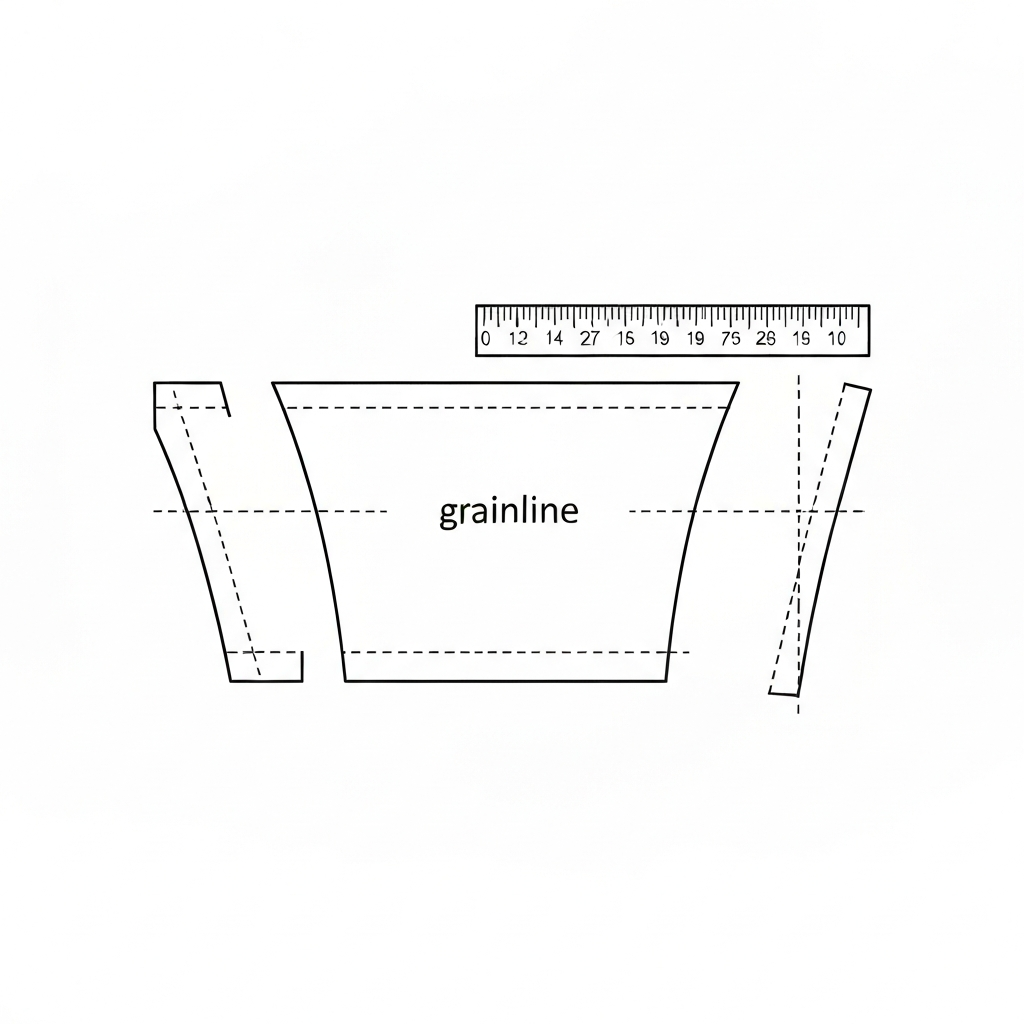 지선 (Grainline / canh sợi / 地の目) 기술 도식화