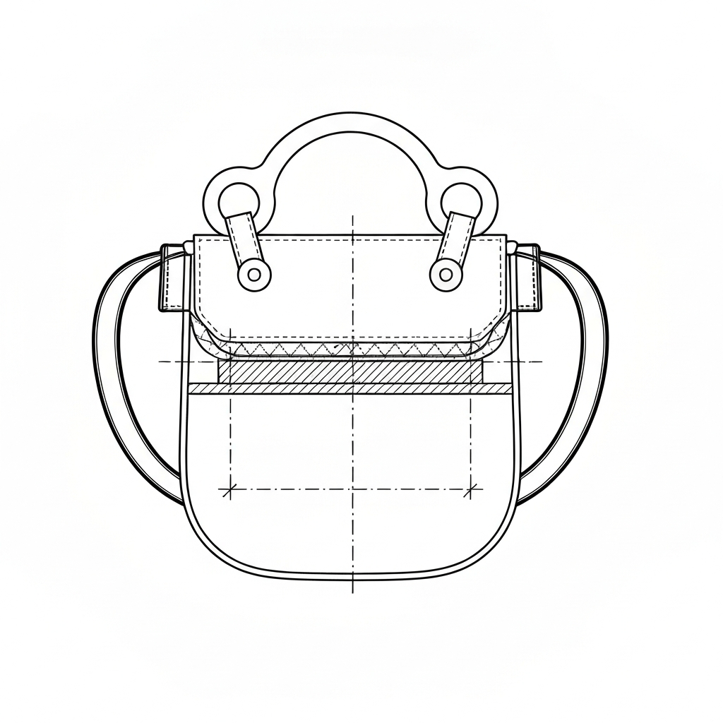 핸드백 (Handbag / ハンドバッグ / túi xách) 기술 도식화