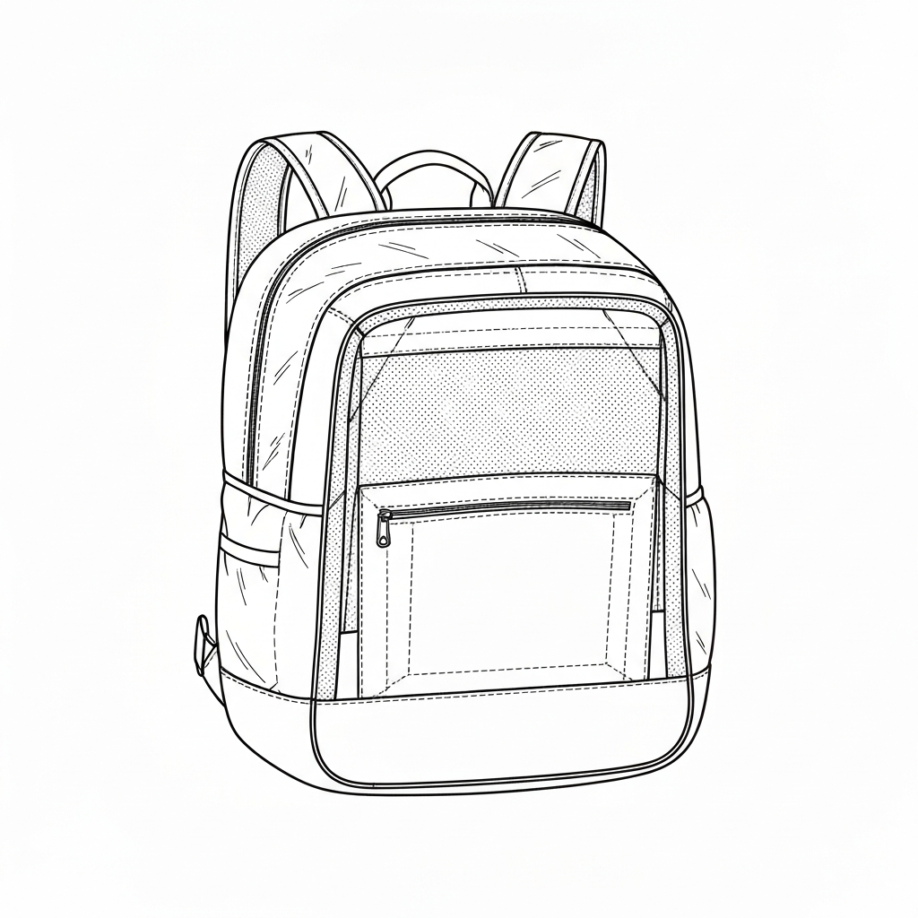 등산배낭 (Hiking Backpack / ba lô leo núi / 登山リュック) 기술 도식화