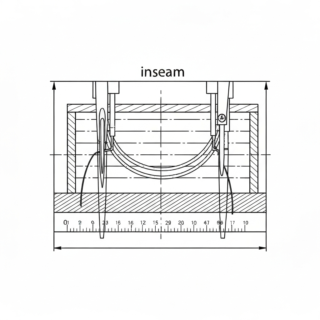 인심 (Inseam / Giàng / 股下 / 内缝) 기술 도식화
