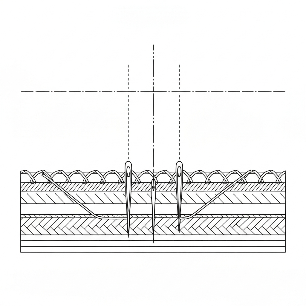 인타록크 (Interlock Stitch / may khoá liên động / インターロック) 기술 도식화