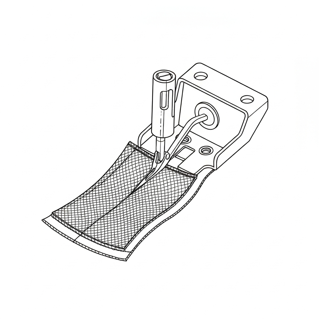 메쉬 (Mesh Fabric / Vải lưới / メッシュ生地) 기술 도식화