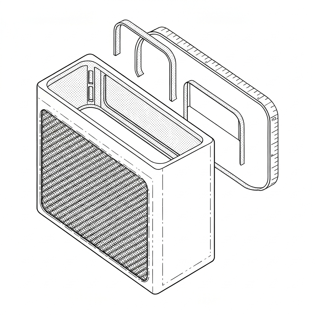 메쉬 포켓 (망사 주머니) 기술 도식화