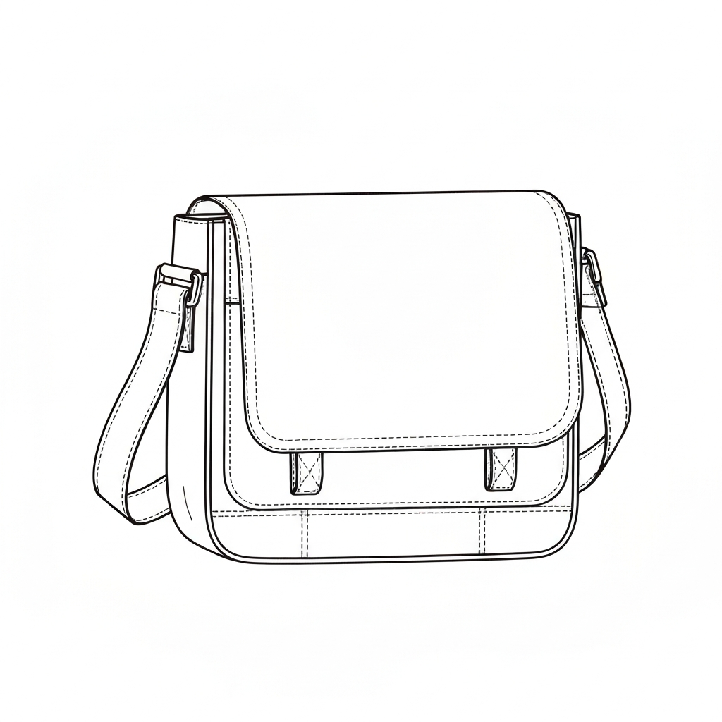 메신저백 (Messenger Bag / túi đưa thư / メッセンジャーバッグ) 기술 도식화