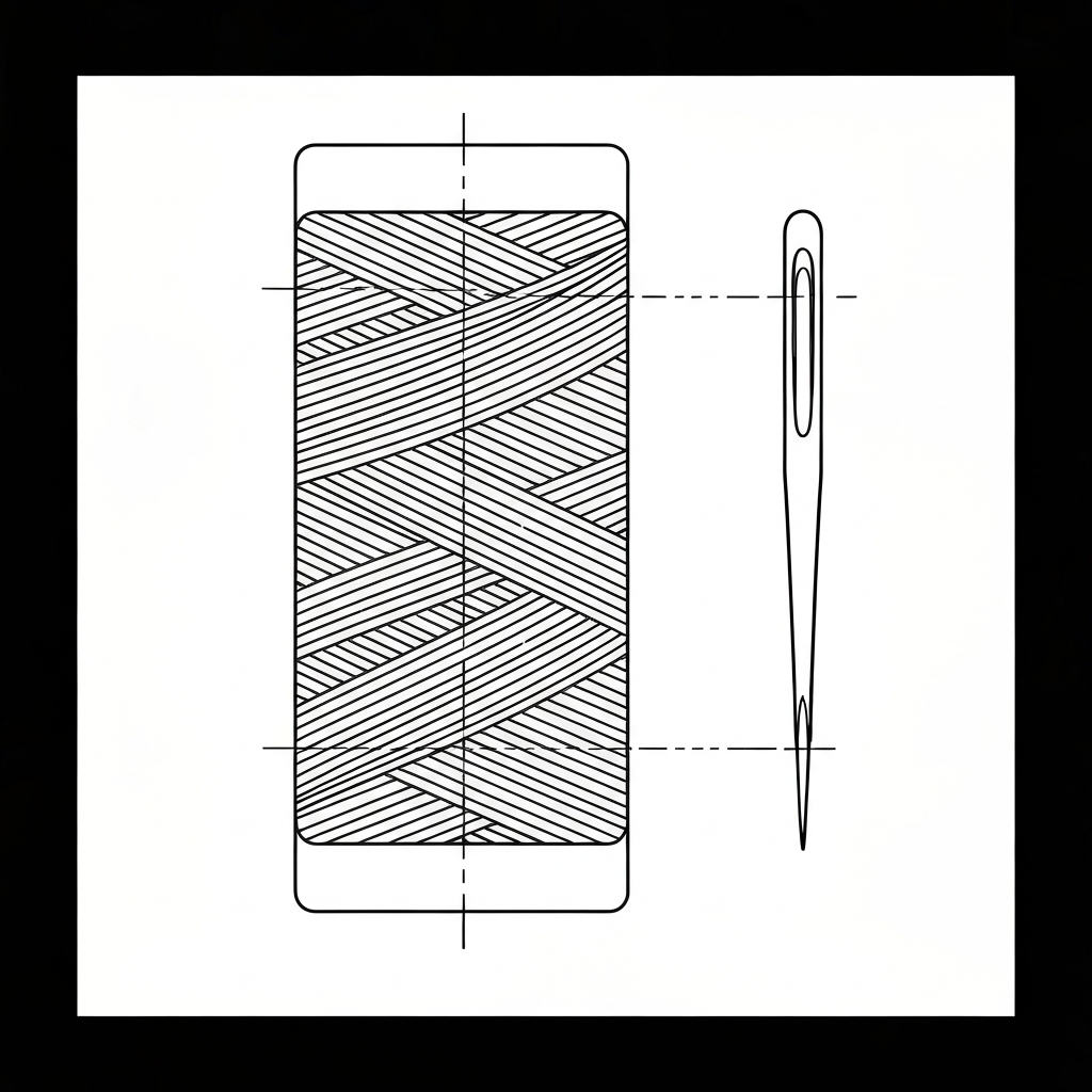 모노필라멘트사 (Monofilament Thread / chỉ sợi đơn / モノフィラメント糸) 기술 도식화