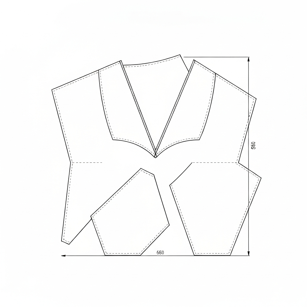 알패턴 (Net Pattern / Rập thành phẩm / 出来上がりパターン) 기술 도식화