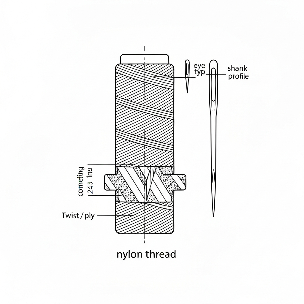 나일론사 (Nylon Thread / chỉ nylon / ナイロン糸 / 尼龙线) 기술 도식화