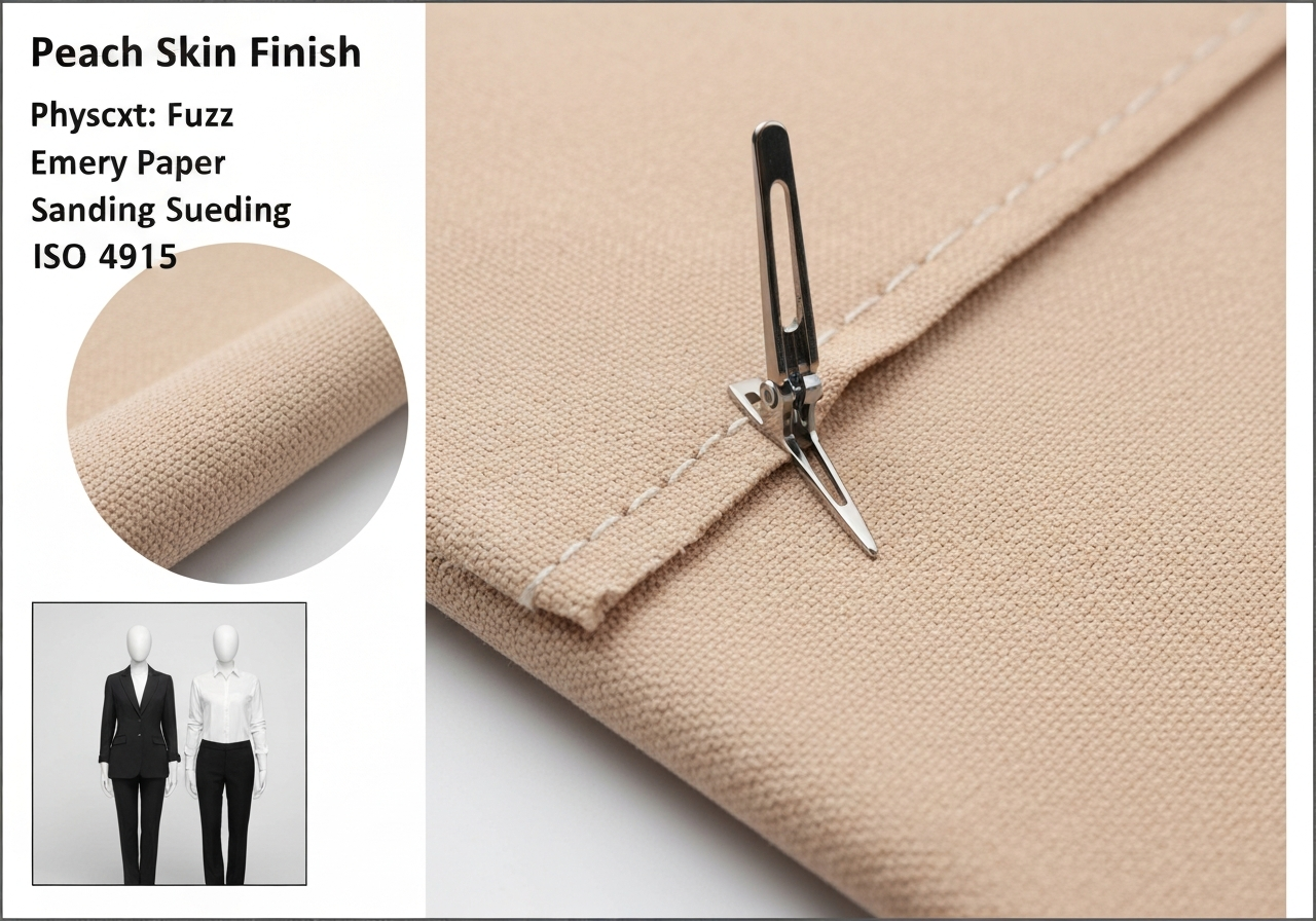 피치 가공 (Peach Skin Finish / Mài mặt vải / 磨毛)