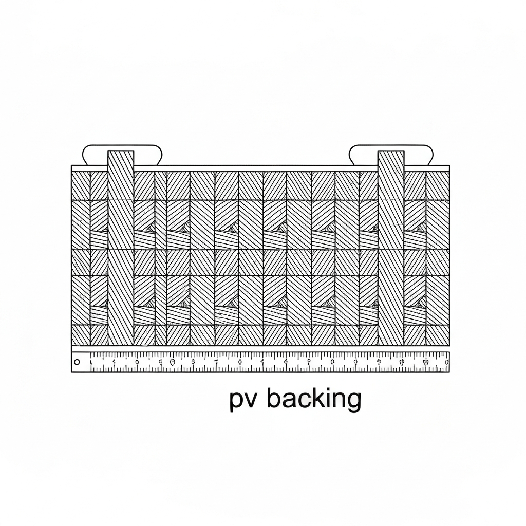 PVC 백킹 (PVC Backing / Bồi PVC / PVC裏貼り) 기술 도식화