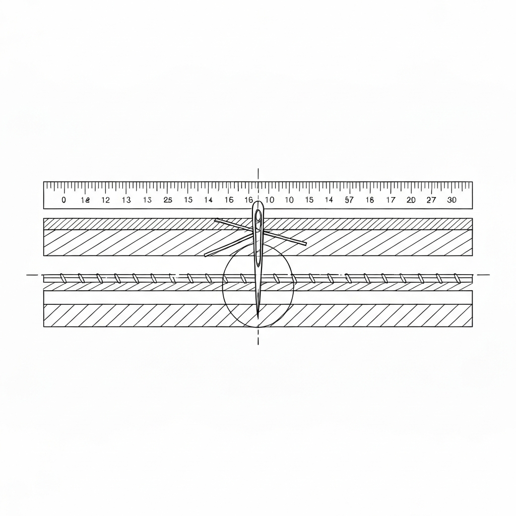 보강 봉제 (Reinforcement Stitch / May gia cố / 補強縫い) 기술 도식화