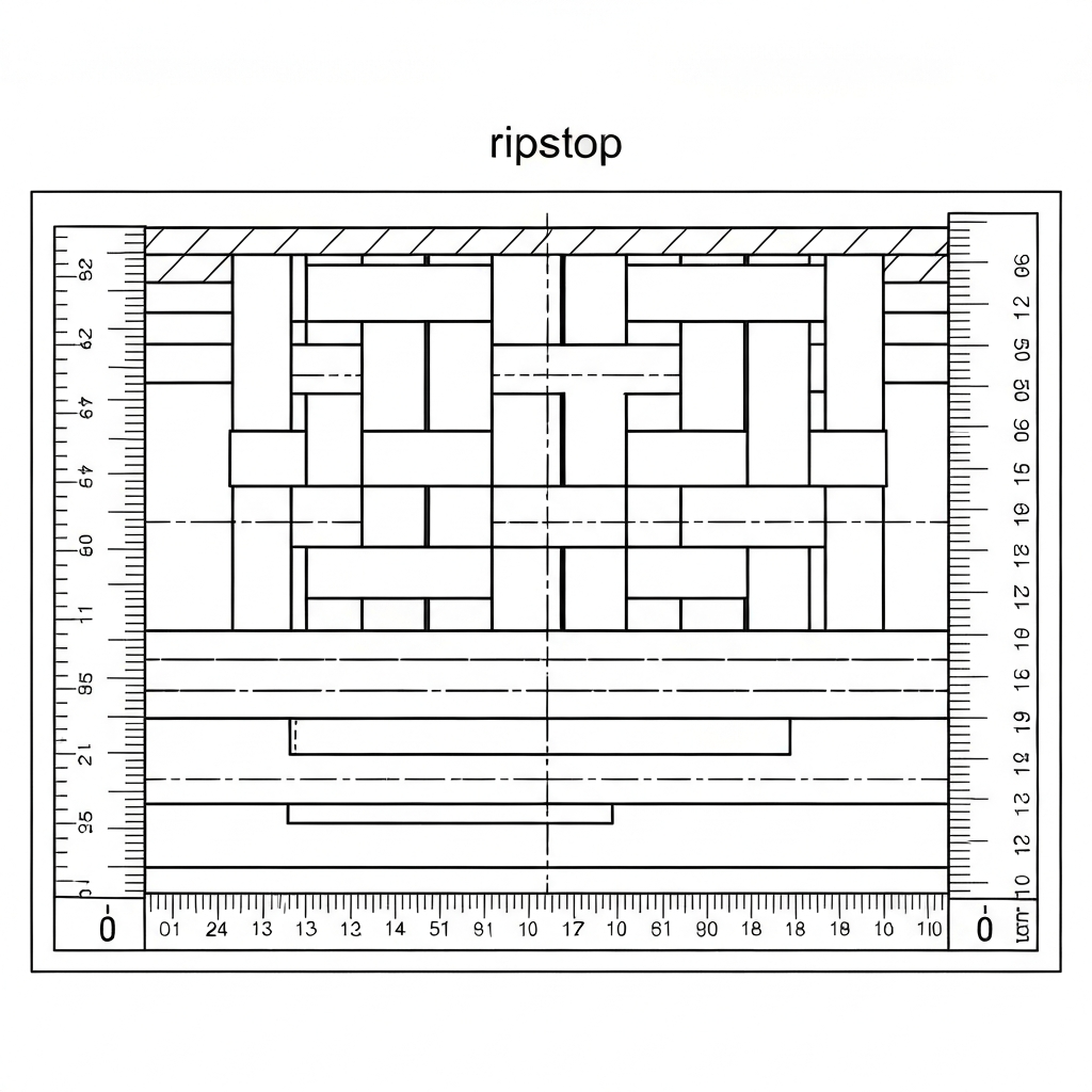 립스탑 (Ripstop / vải chống rách / リップストップ / 防撕裂) 기술 도식화