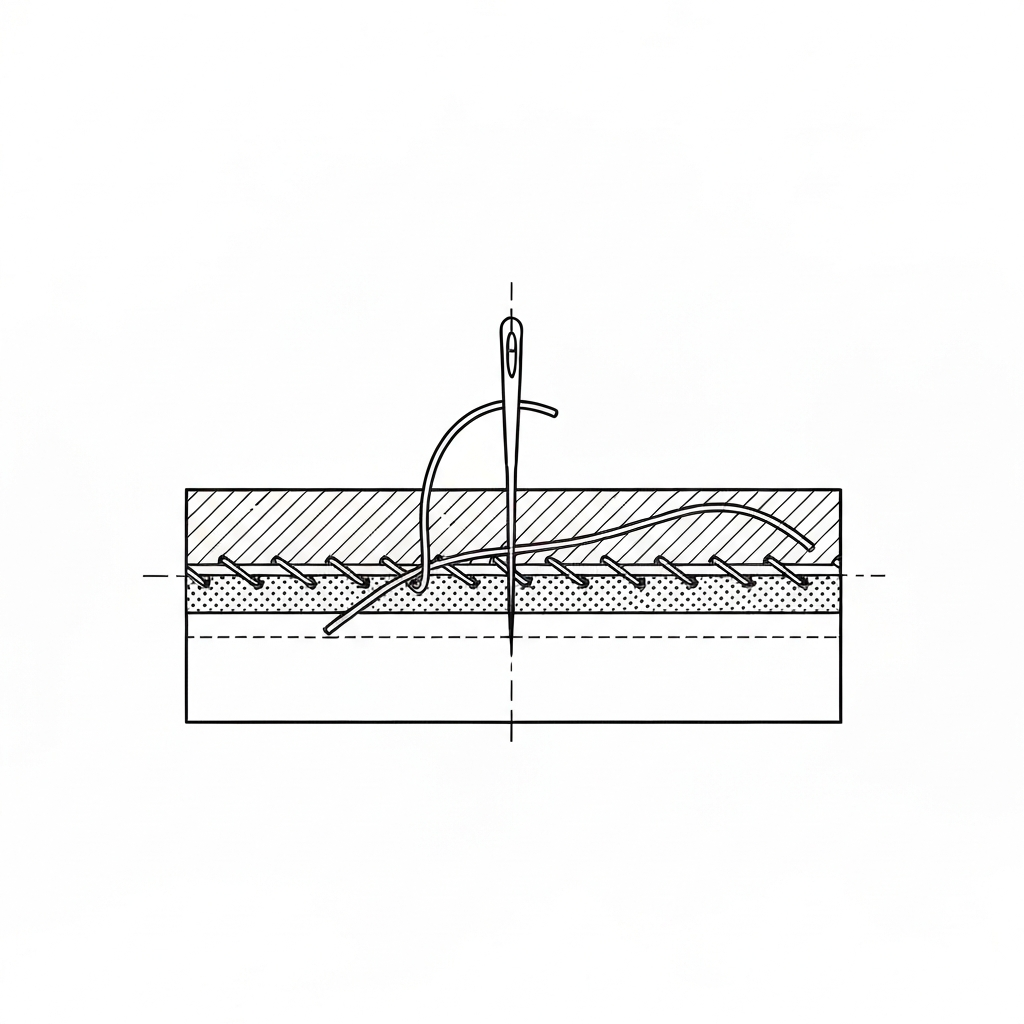 홈질 (Running Stitch / khâu thường / なみ縫い) 기술 도식화
