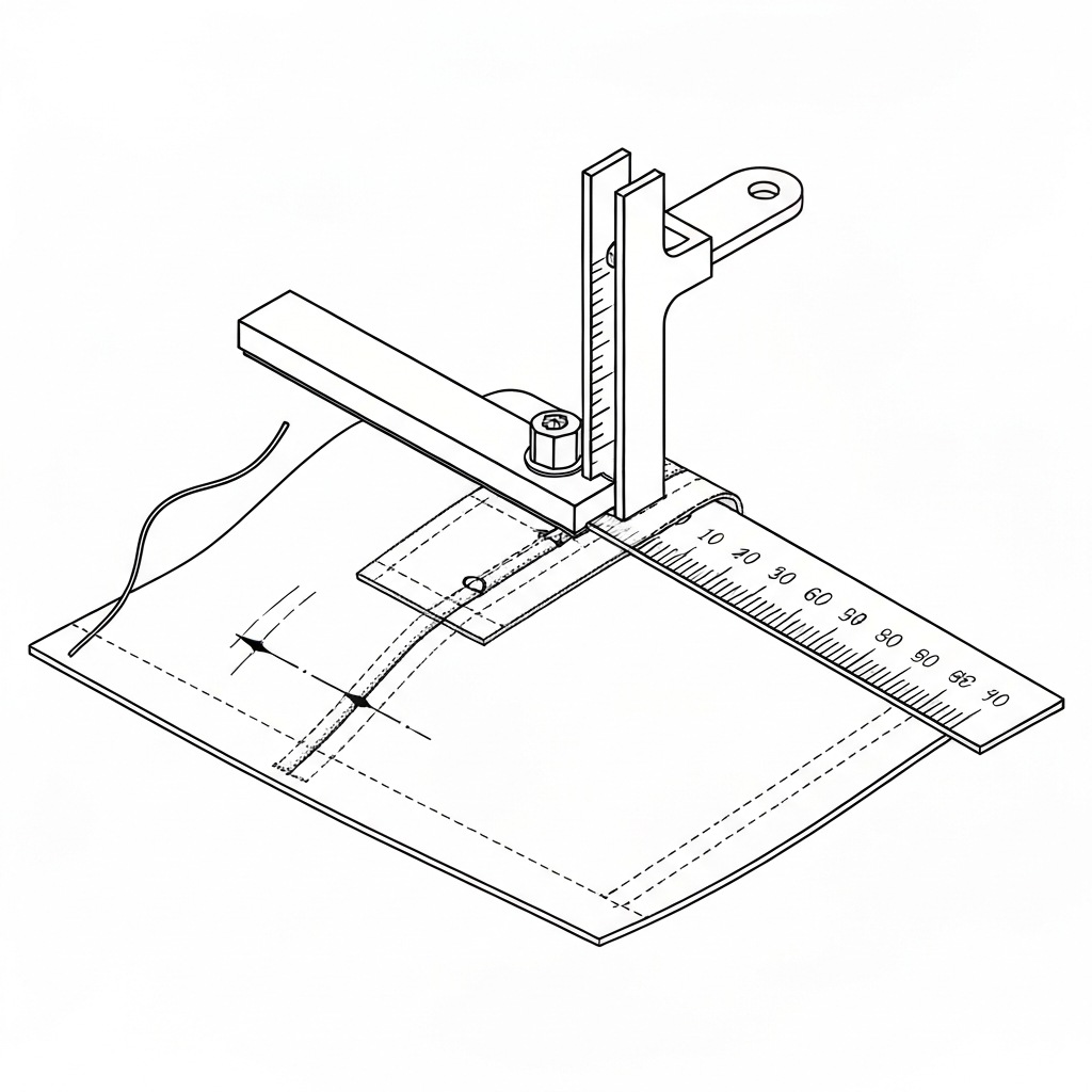 솔기강도 (Seam Strength / độ bền đường may / 縫目強度) 기술 도식화