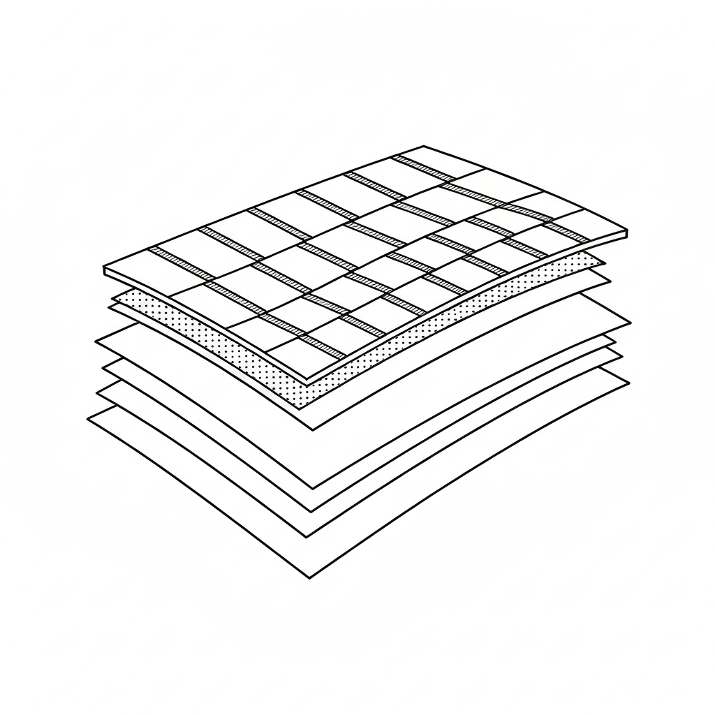 겉감 (Shell Fabric / vải chính / 表地) 기술 도식화