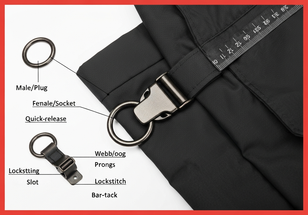 사이드릴리즈버클 (Side Release Buckle / khóa bấm hông / サイドリリースバックル)