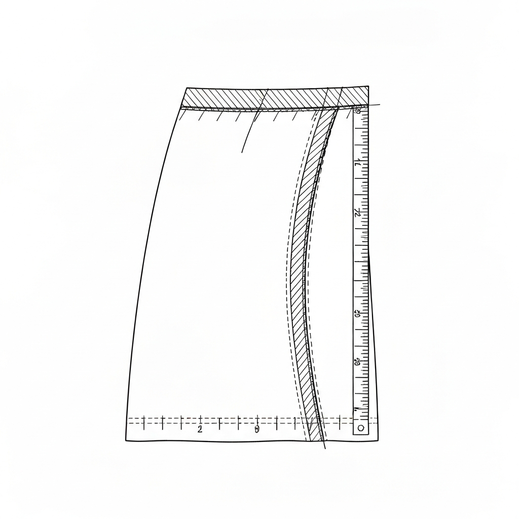 옆솔기 (Side Seam / đường may sườn / 脇) 기술 도식화
