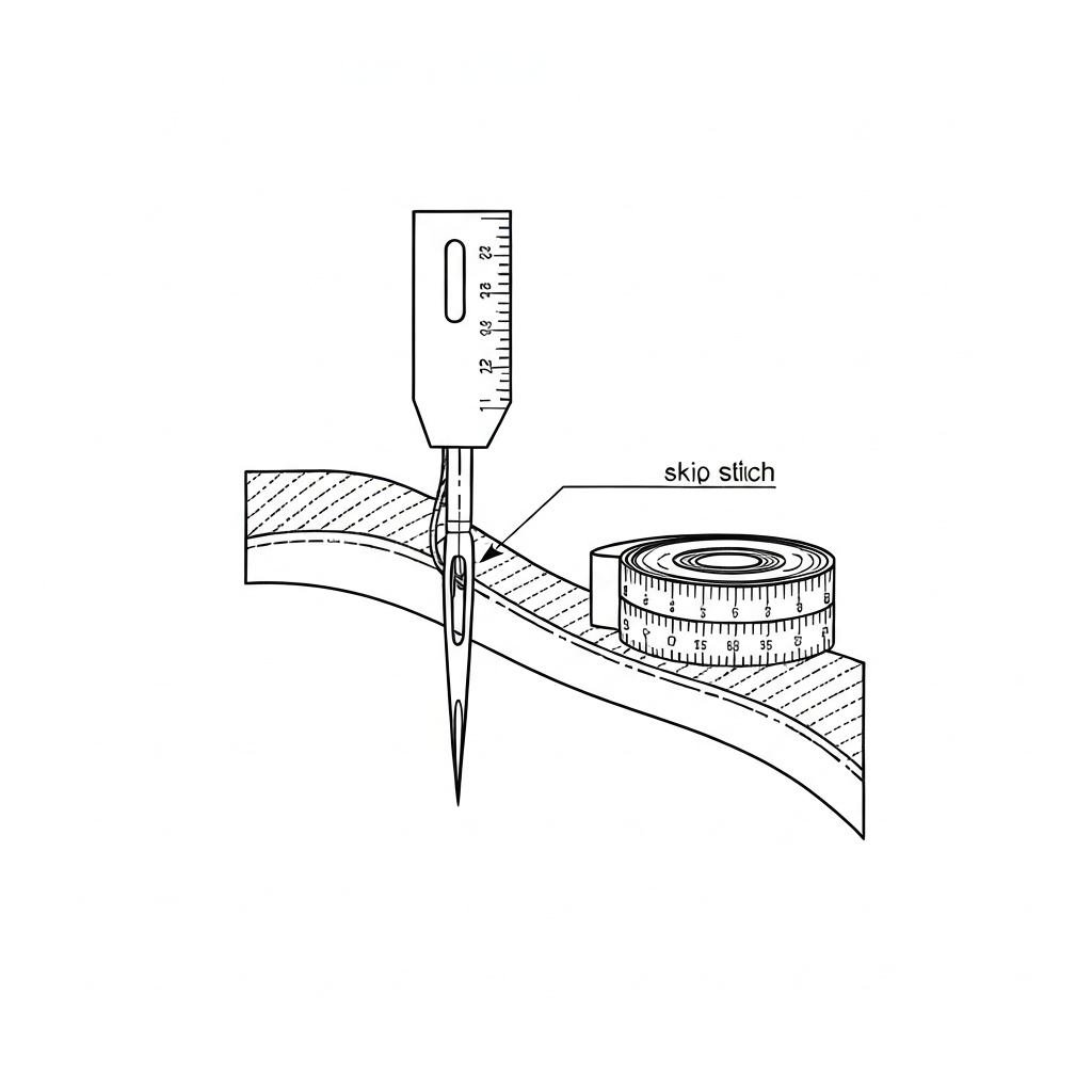 땀뜀 (Skip Stitch / Bỏ mũi / 目飛び) 기술 도식화