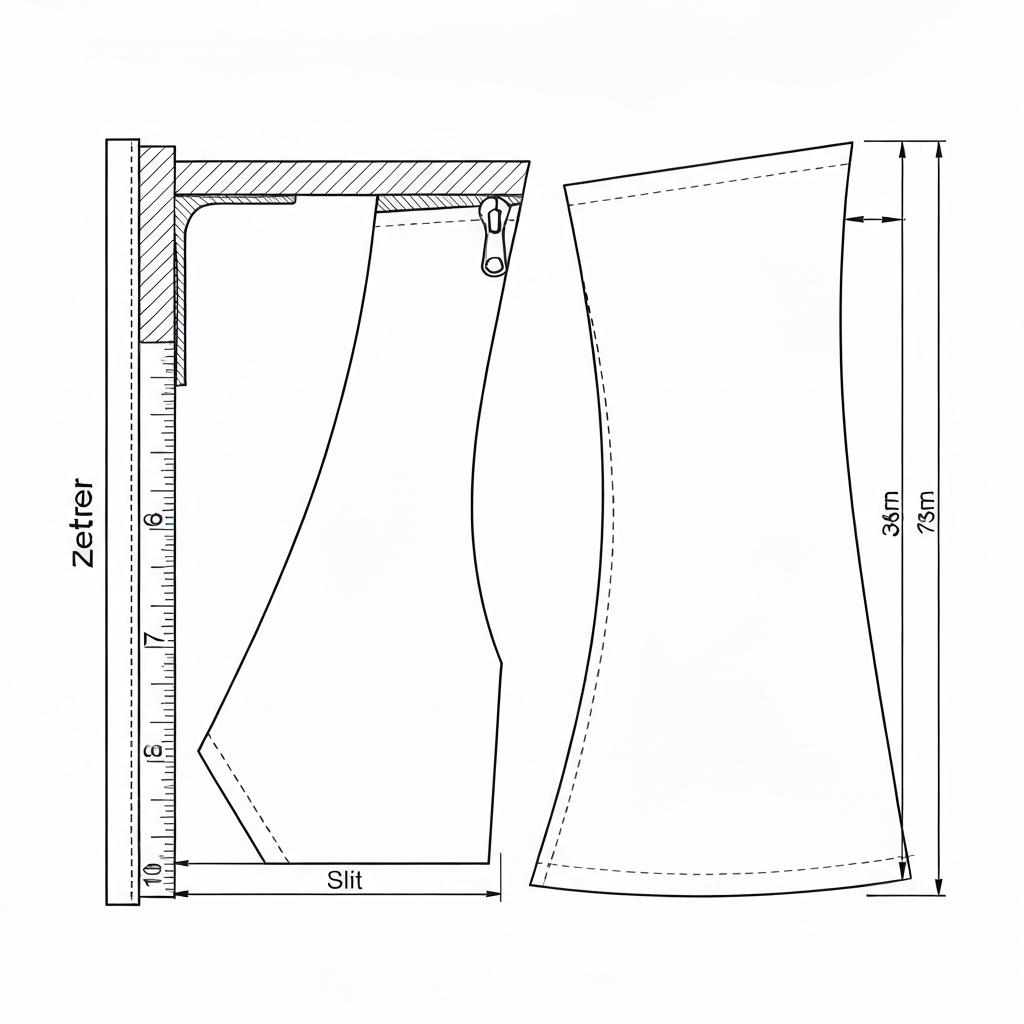 슬릿 (Slit / Xẻ tà / スリット / 开衩) 기술 도식화