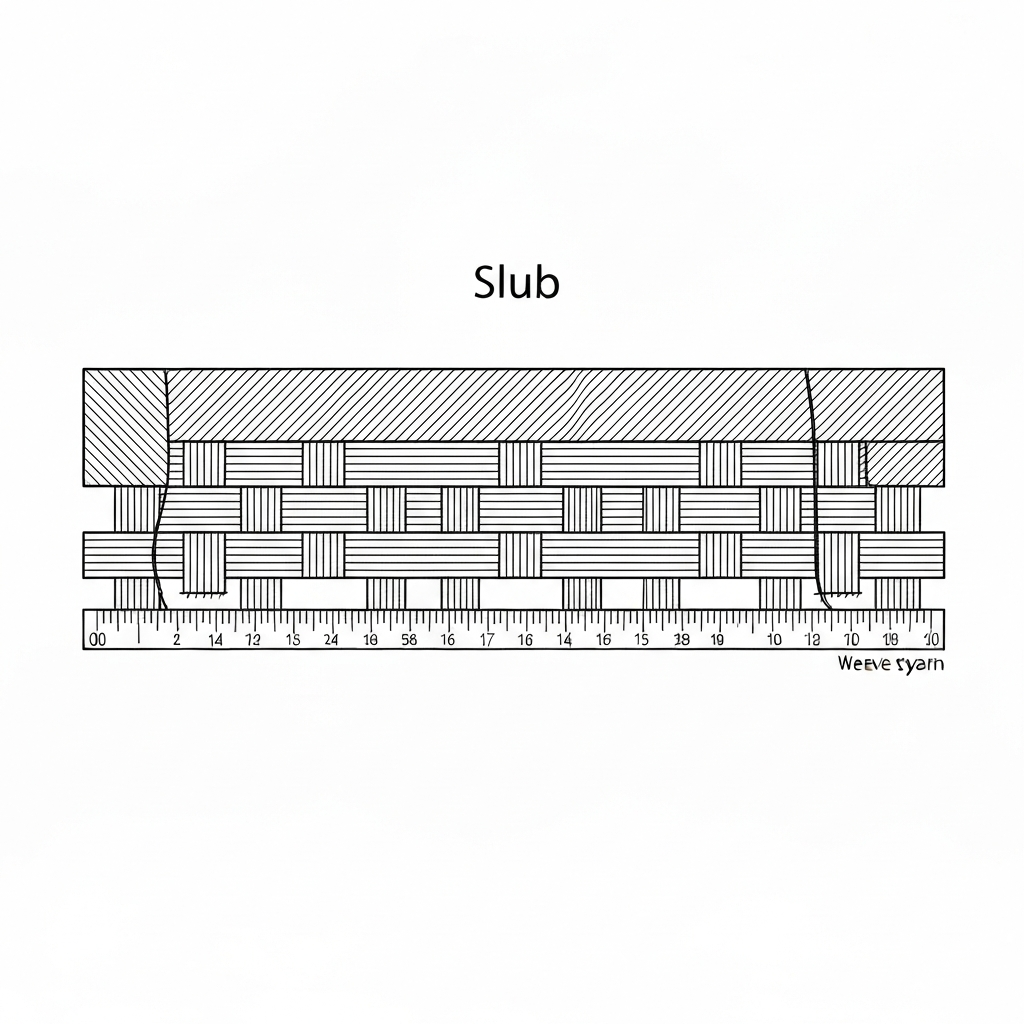 슬럽 (Slub / Sợi nút thắt / スラブ / 竹节) 기술 도식화