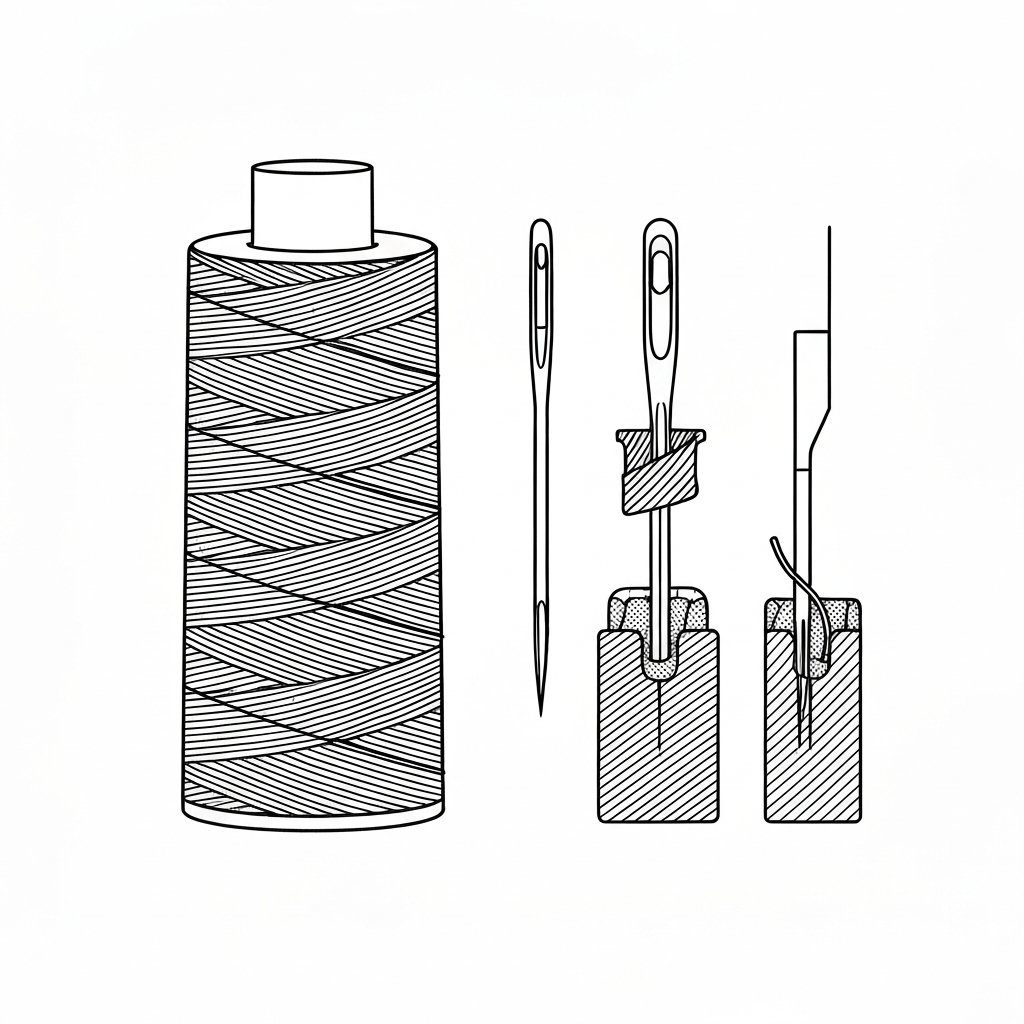 방적사 (Spun Thread / chỉ kéo sợi / 紡績糸) 기술 도식화