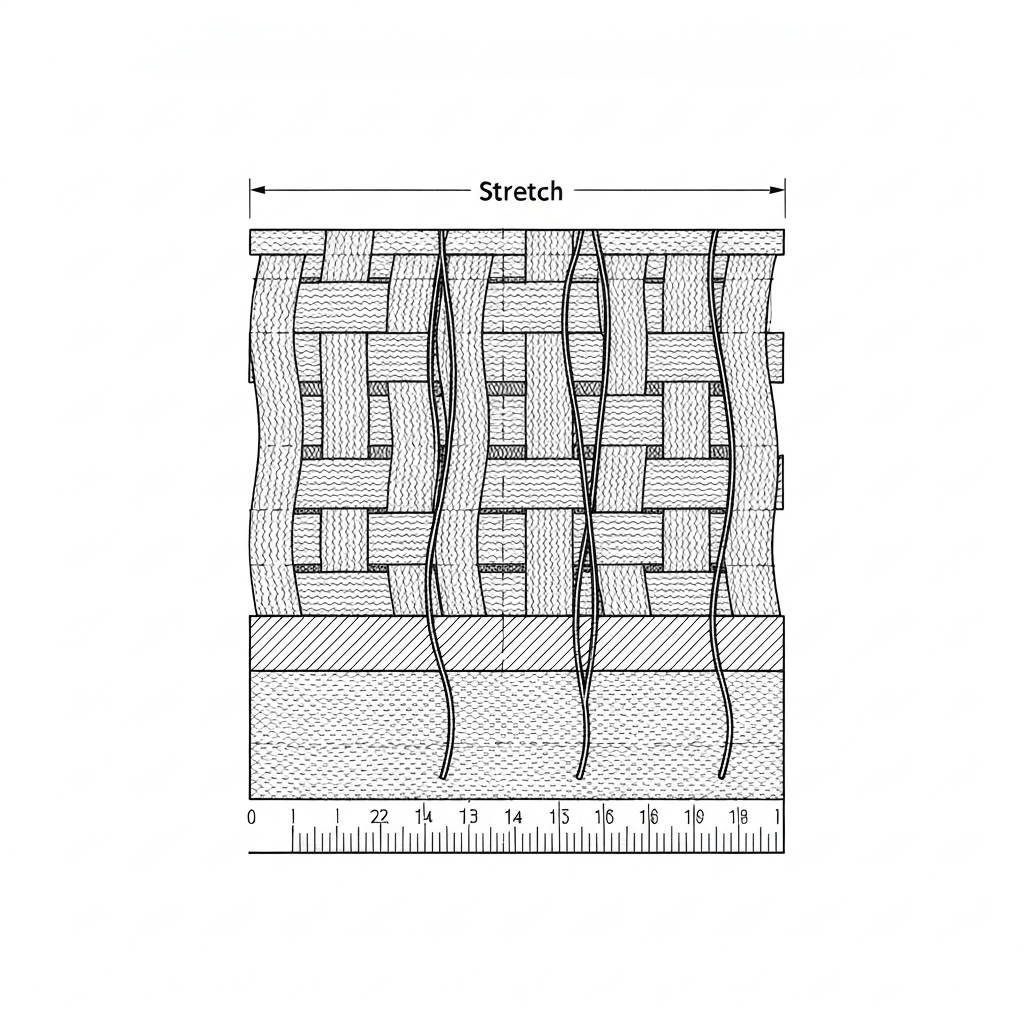 신축성 (Stretch / co giãn / 伸縮性) 기술 도식화