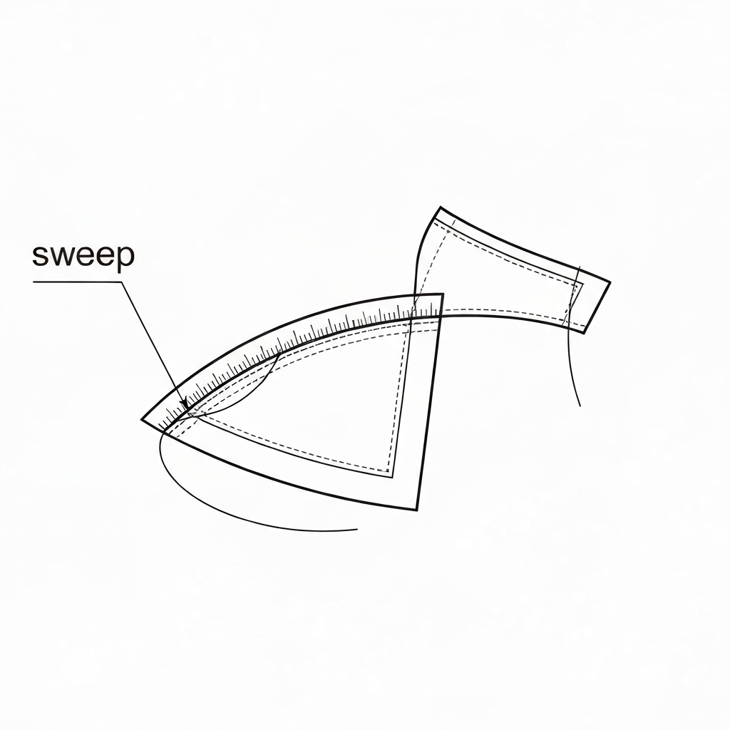 밑단 둘레 (Sweep / Vòng lai / 裾周り) 기술 도식화