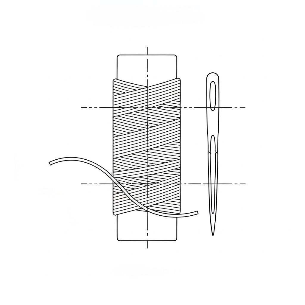 상침사 (Top Stitching Thread / Chỉ diễu / 穴糸) 기술 도식화