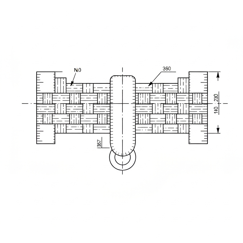 트리코트 심지 (Tricot Interlining / Mex thun / トリコット芯地) 기술 도식화