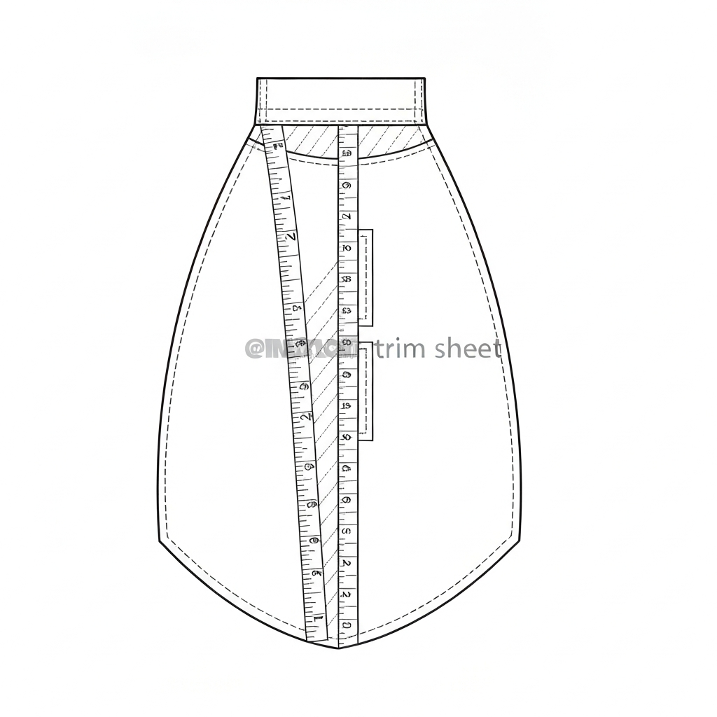부자재 명세서 (Trim Sheet / Bảng chi tiết phụ liệu / 副資材明細書) 기술 도식화