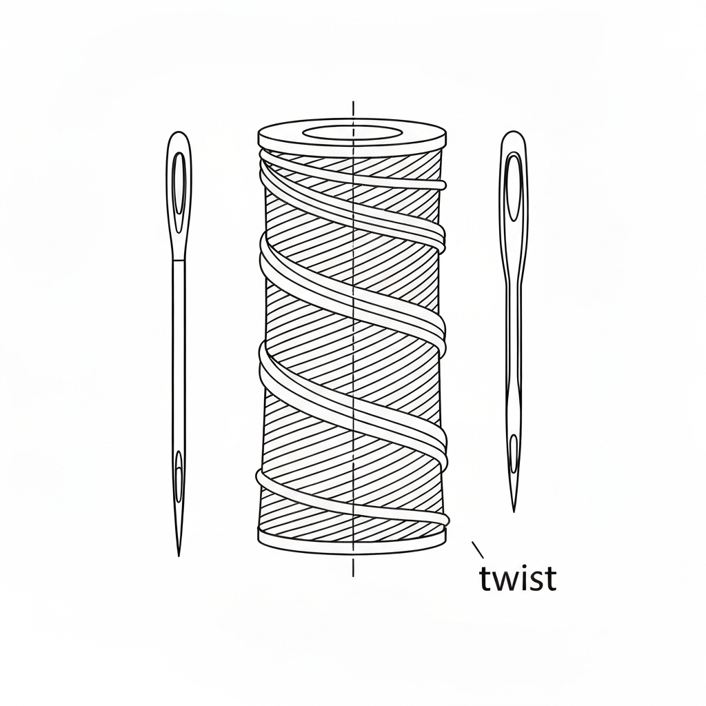 꼬임 (Twist / độ xoắn / 撚り / 捻도) 기술 도식화