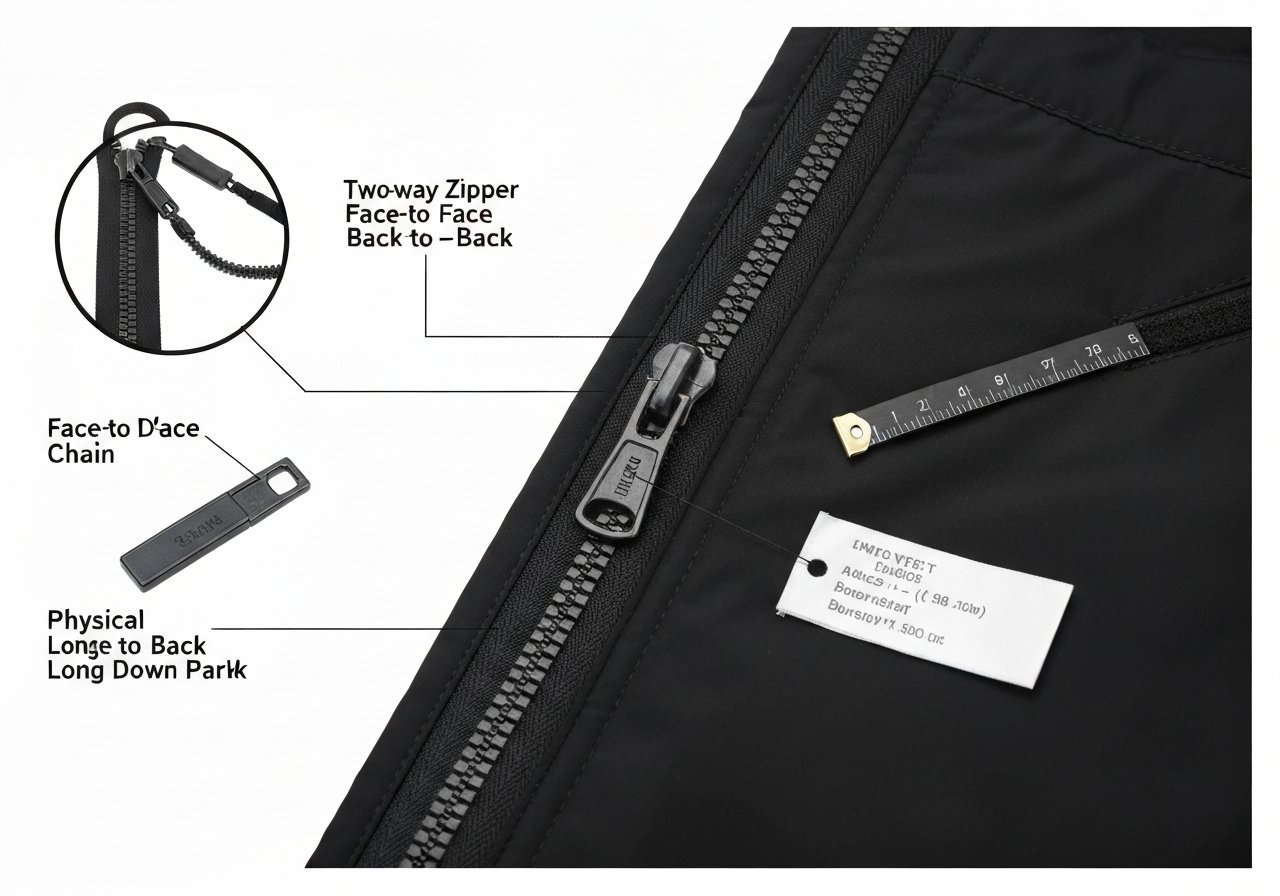 양방향지퍼 (Two-way Zipper / ダブルファスナー / khóa kéo hai chiều)