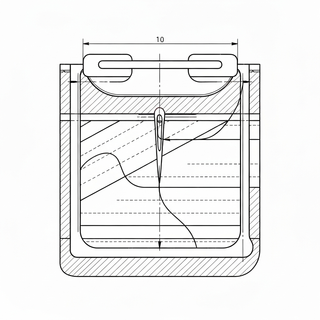 안스티치 (Understitching / Diễu mí ngầm / 控え縫い) 기술 도식화