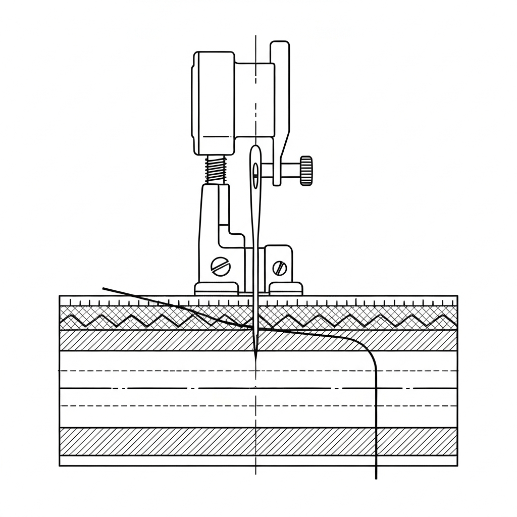 상하송 (Walking Foot / Máy cào bơi / 上下送り) 기술 도식화